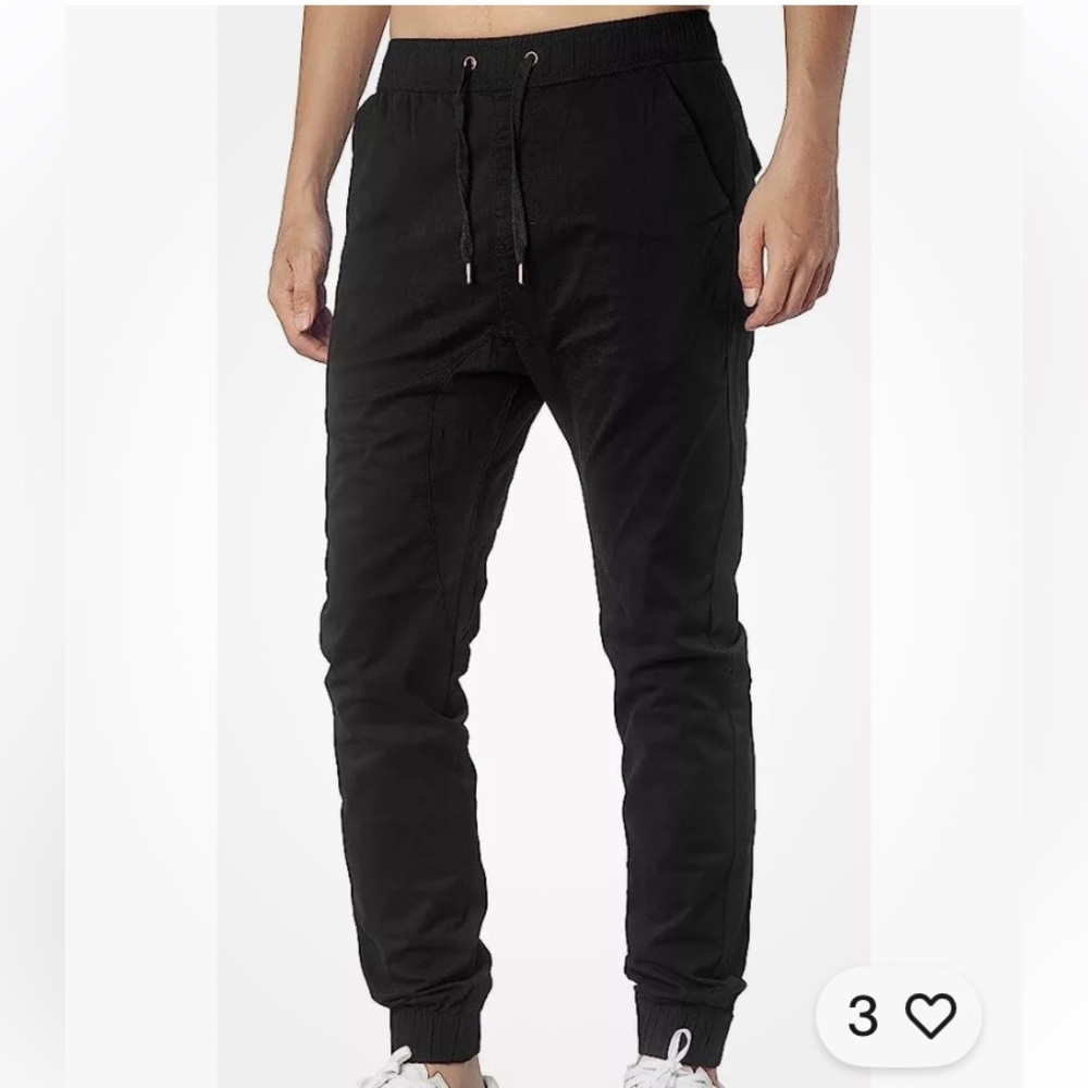 Men’s Black Chino Khaki Jogger Pants with Pockets Medium NWT Italymorn